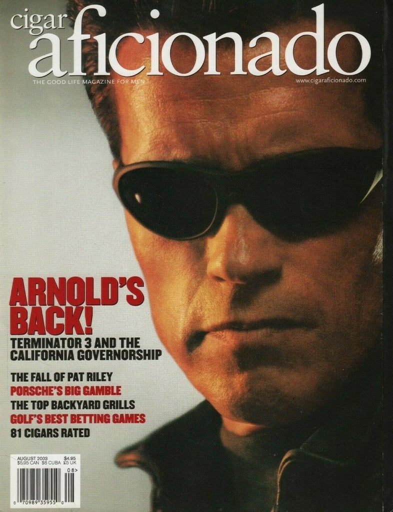 Cigar Aficionado August 2003 Arnold Schwarzenegger Pat Riley 072319DBE