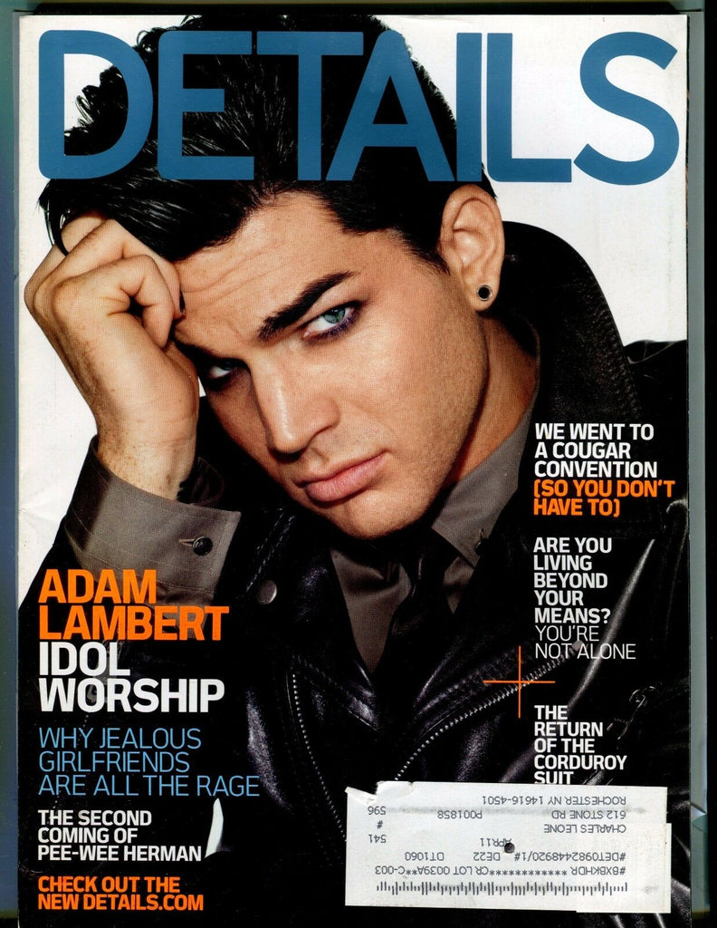 Details Magazine NOvember 2009 Adam Lambert EX w/ML 021717jhe