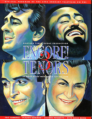 Encore! Tenors Official Program Pavarotti Domingo Carreras EX 031716jhe