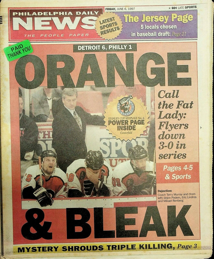 Philadelphia Daily News June 6 1997 Philadelphia Flyers Terry Murray 072920ame