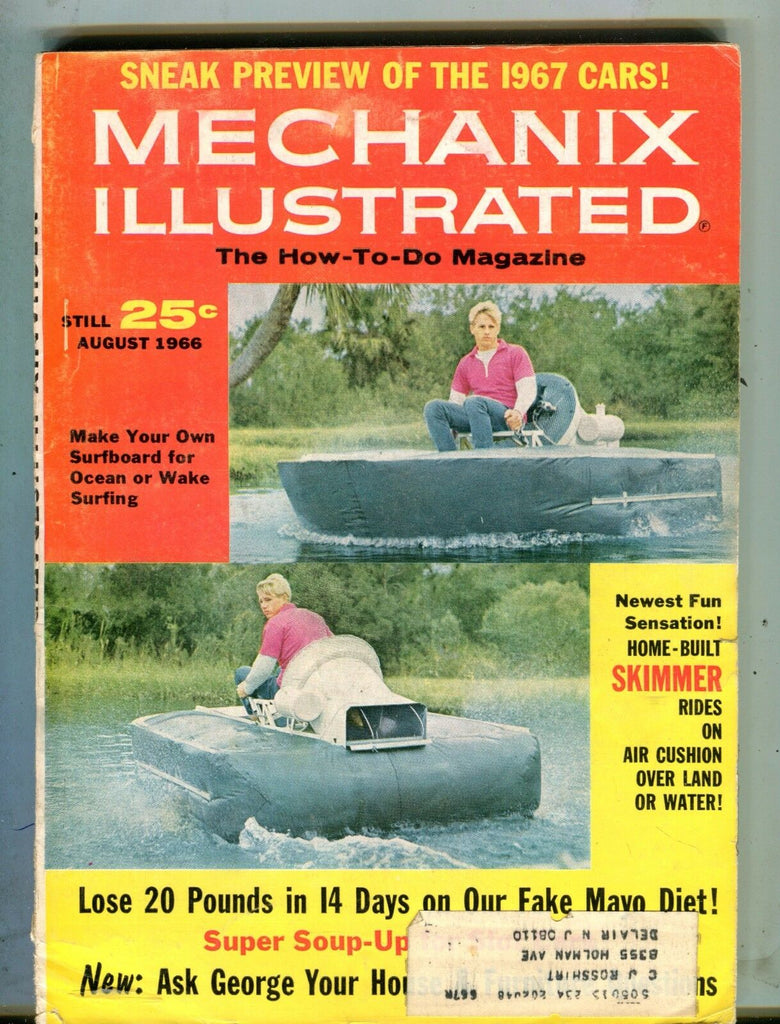 Mechanix Illustrated Magazine August 1966 Home-Built Skimmer 061317nonjhe