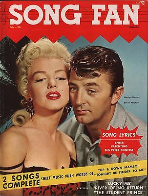 Song Fan Lyric Magazine July 1954 Marilyn Monroe, Robert Mitchum EX 122215DBE