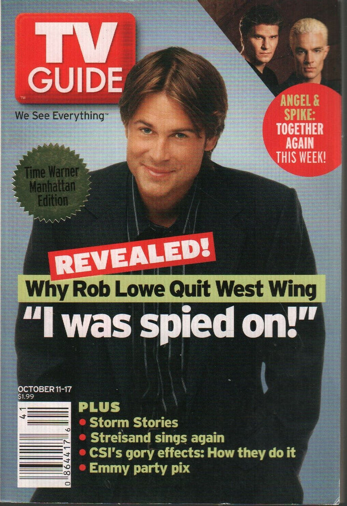 TV Guide TW Manhattan Edition Oct 11 2003 Rob Lowe David Boreanaz 022120AME