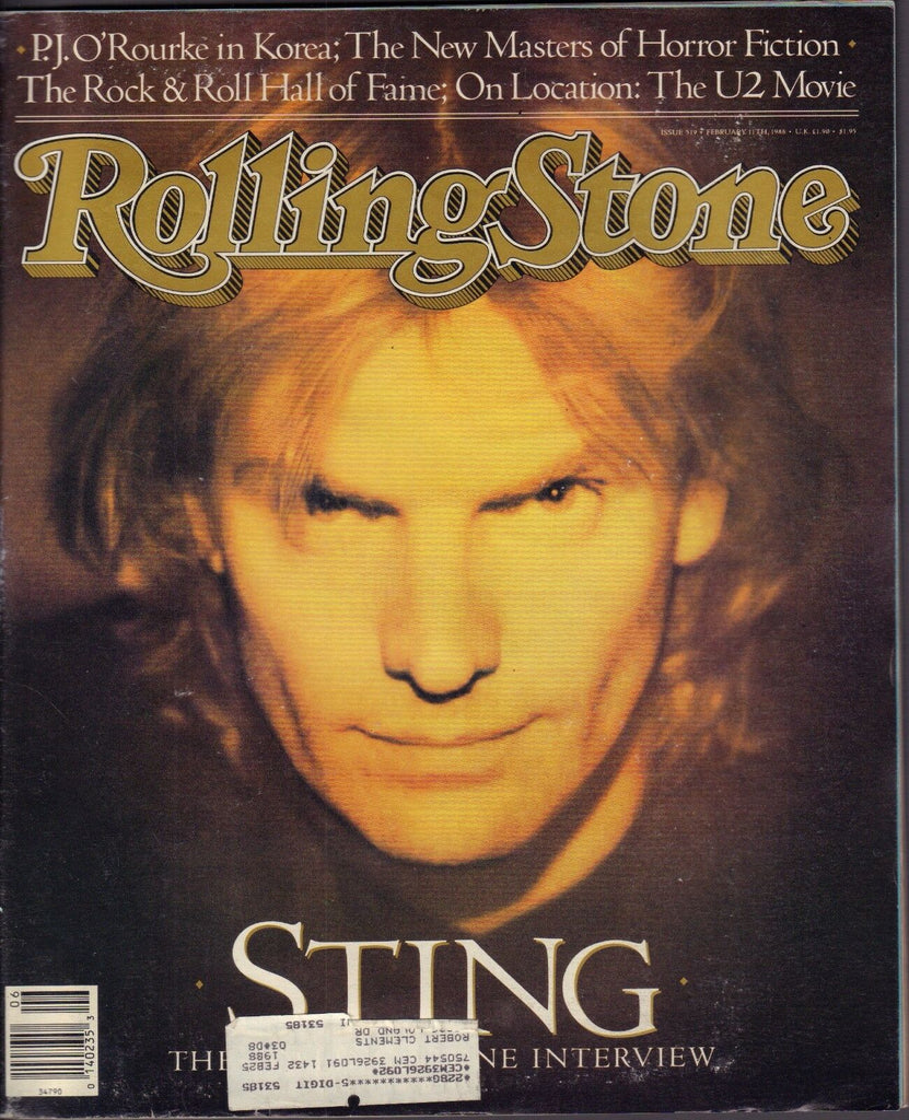 Rolling Stone February 11 1988 Sting, P.J. O'Rourke w/ML VG 122816DBE