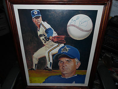 Gaylord Perry 16x20 Autographed Lithograph 1983 by Robert Handville Framed wCOA