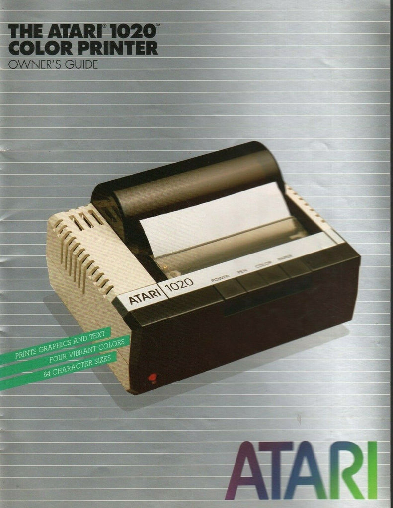 The Atari 1020 Color Printer Owner's Guide Vintage 1982 Japan 011520AME