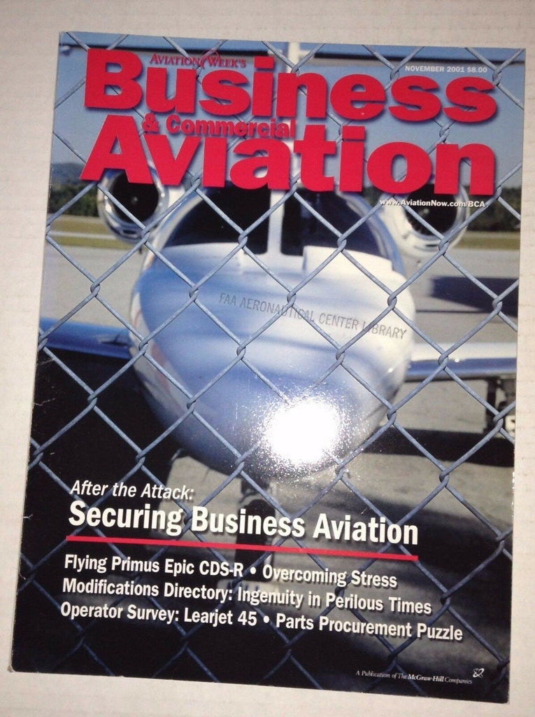 Business & Commercial Aviation Magazine Securing November 2001 FAA FAL 111716RH