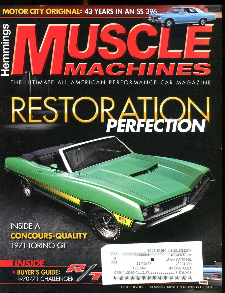 Muscle Machines Magazine October 2009 Restoration EX w/ML 012617jhe