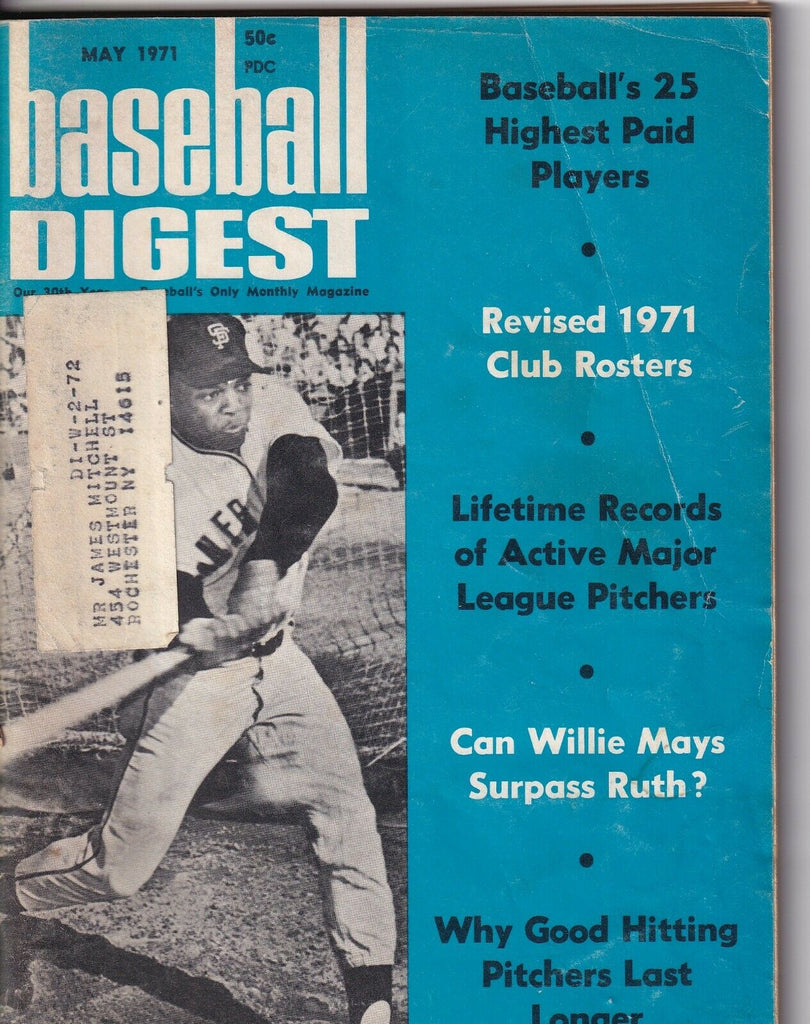 Baseball Digest Magazine Willie Mays Club Rosters May 1971 051919nonr