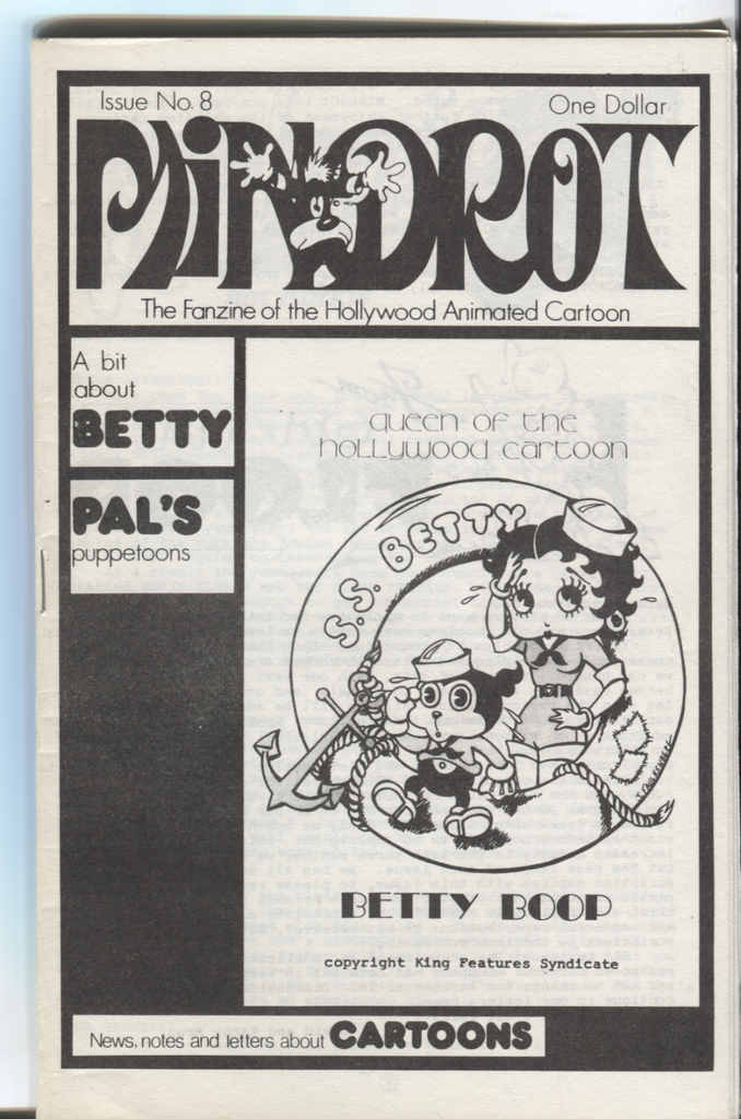 MINDROT Animation Fanzine #8 October 1977 Betty Boop PAL's Puppetoons 080720DBE