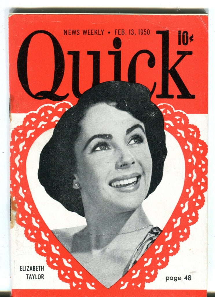 Quick Magazine February 13 1950 Elizabeth Taylor EX 050916jhe