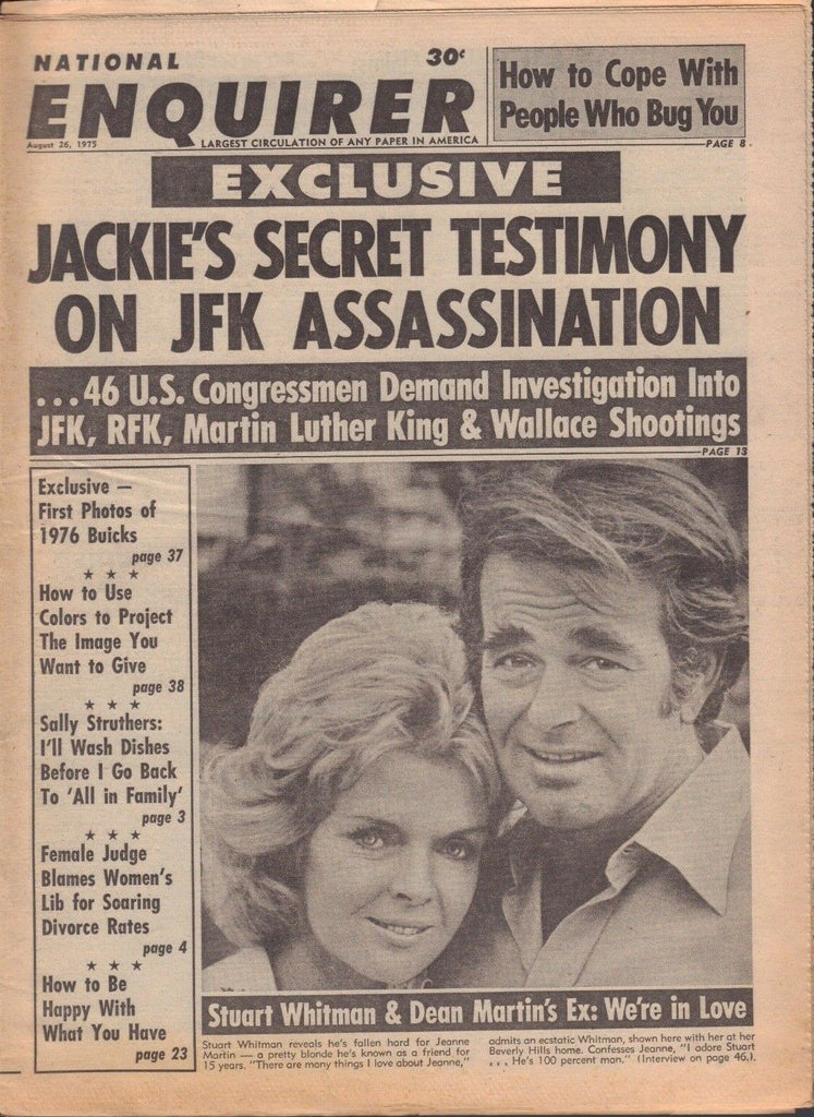 National Enquirer August 26 1975 Jackie Onassis Stuart Whitman 012219DBE