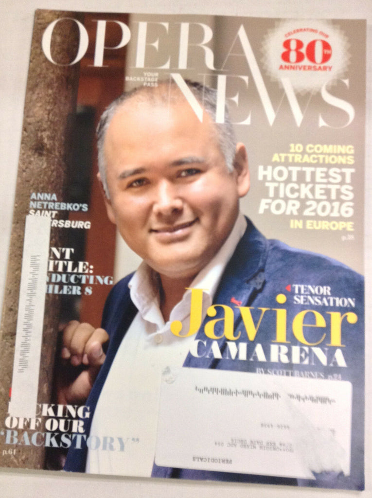 Opera News Magazine Javier Camarena Anna Netrebko January 2016 050417nonr