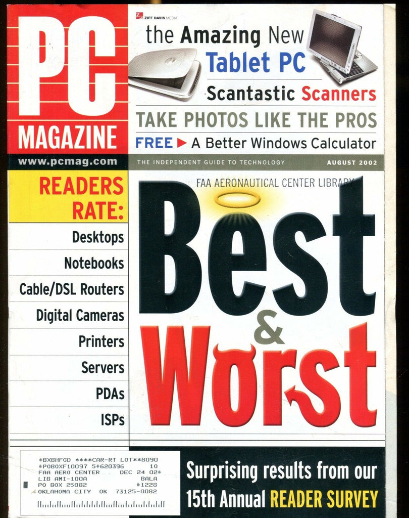 PC Magazine August 2002 Best & Worst FAA EX w/ML 022417nonjhe