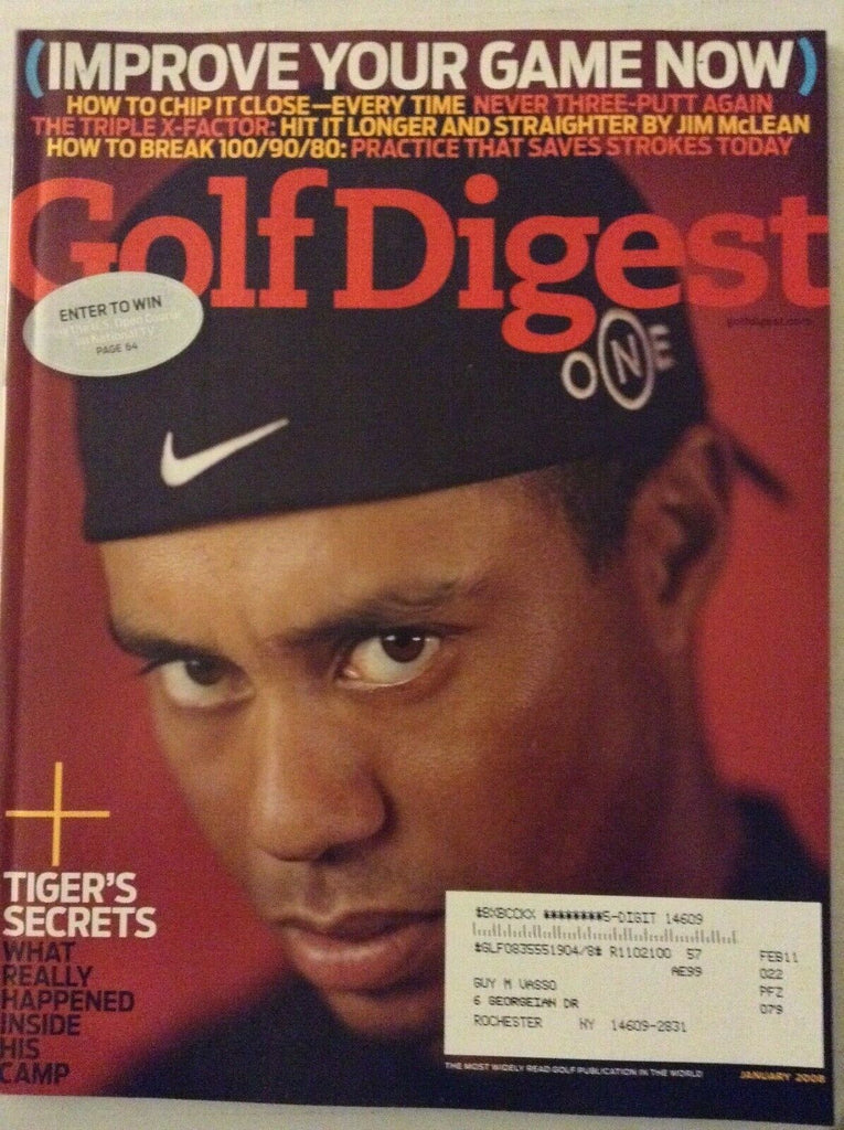 Golf Digest Magazine Tiger Woods Triple X Factor January 2008 031819nonrh