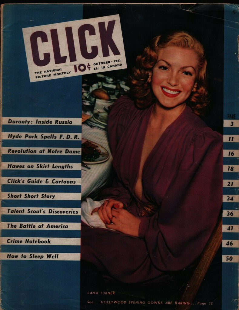 Click Vintage Magazine October 1941 Lana Turner Roosevelt FDR 022321ame2