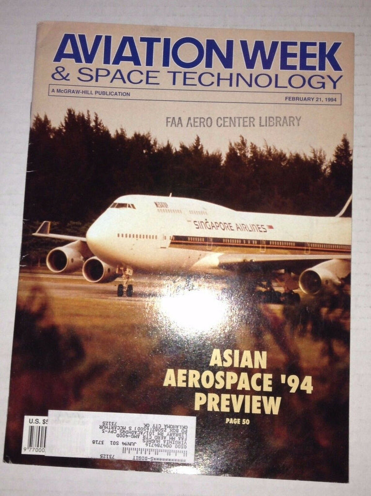 Aviation Week Magazine Asian Aerospace February 21, 1994 FAA FAL 111716RH