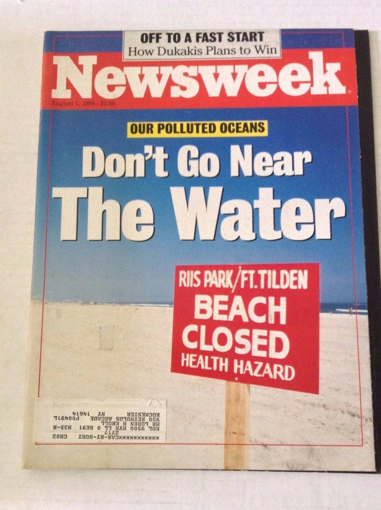 Newsweek Magazine Do Not Go Near The Water August 1, 1988 102016RH
