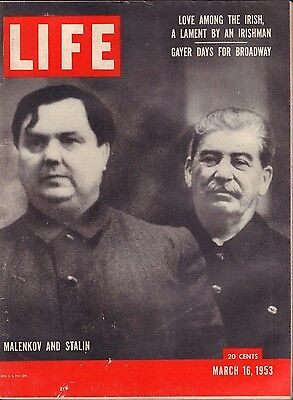 Life Magazine March 16 1953 Birthday, Malenkov and Stalin VG 042016DBE