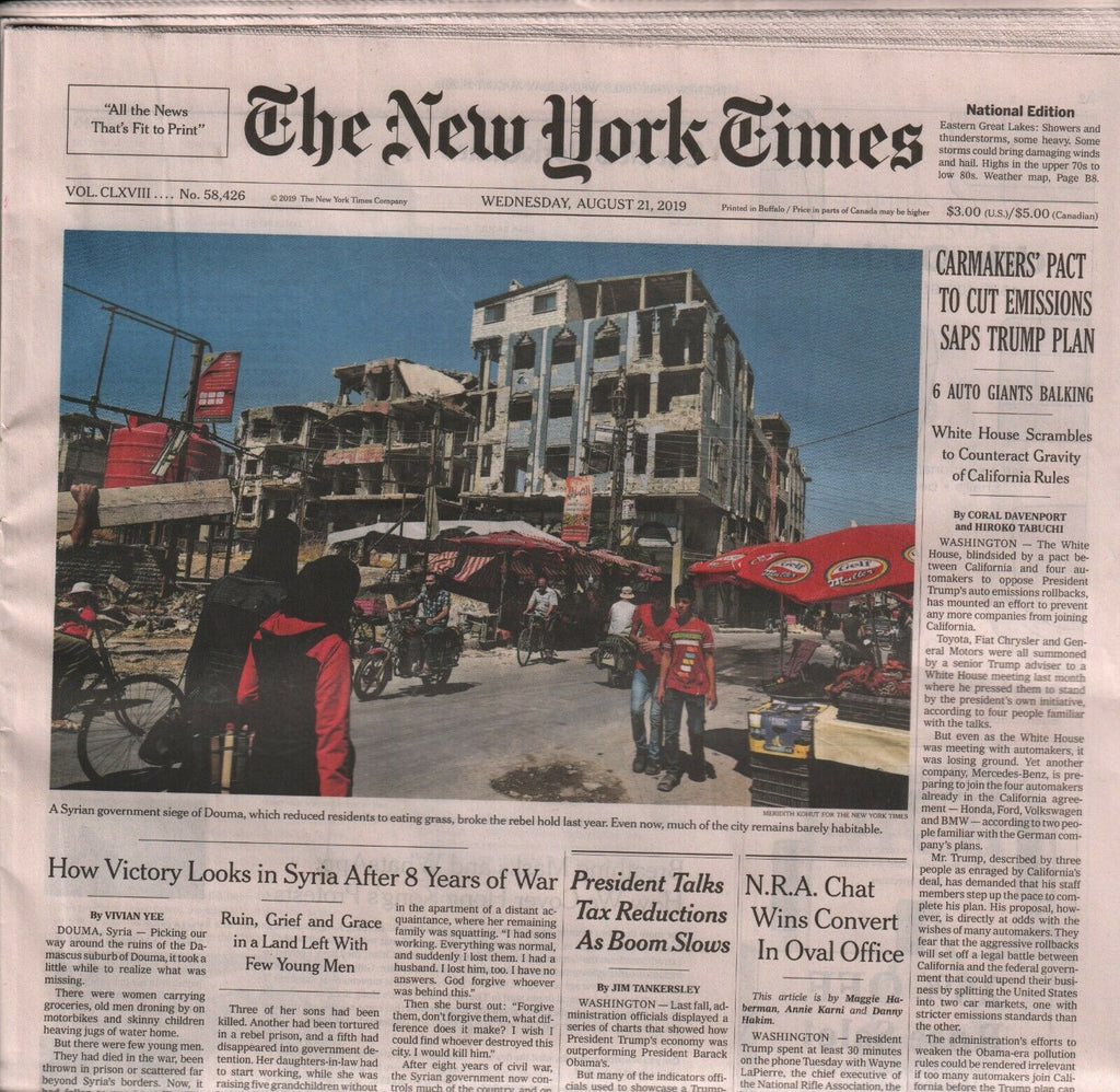 New York Times August 21 2019 Donald Trump Talks Tax Reduction 010220AME