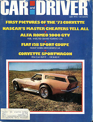 Car And Driver Magazine July 1972 Corvette Sportwagon VG 061616jhe