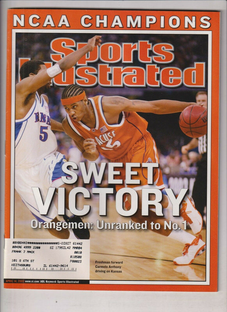 Sports Illustrated Carmelo Anthony NCAA Champs April 14, 2003 021420nonr