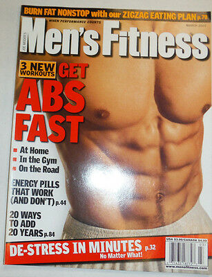 Men's Fitness Magazine Get Abs Fast & De-Stress In Minutes March 2002 030415R