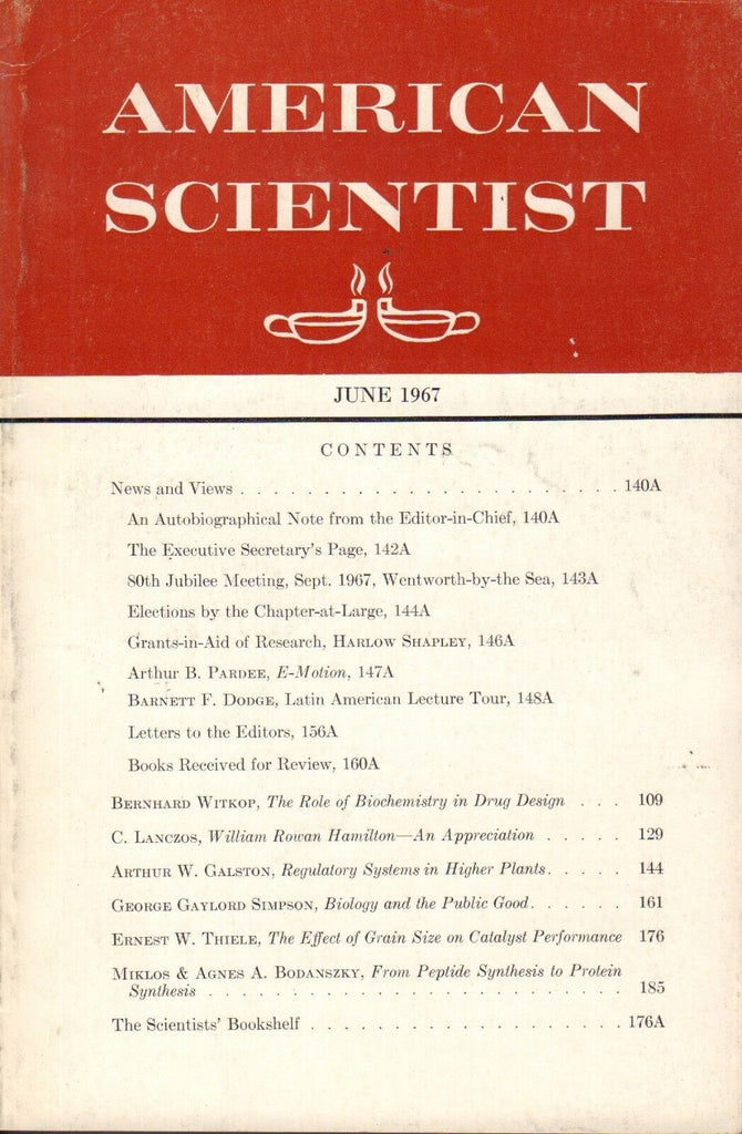 American Scientist Magazine June 1967 Bernhard Witkop 091817nonjhe