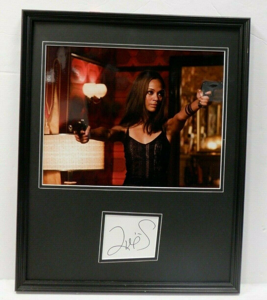Zoe Saldana Autographed Cut w/14x11 photo in 17x21 Frame w/COA