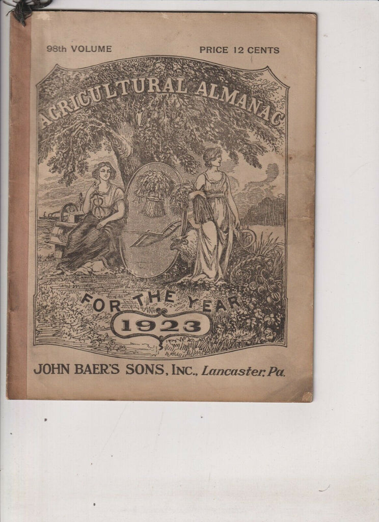 Agriculture Almanac John Baer's Sons Lancaster, PA 98th Volume 1923 022420nonr
