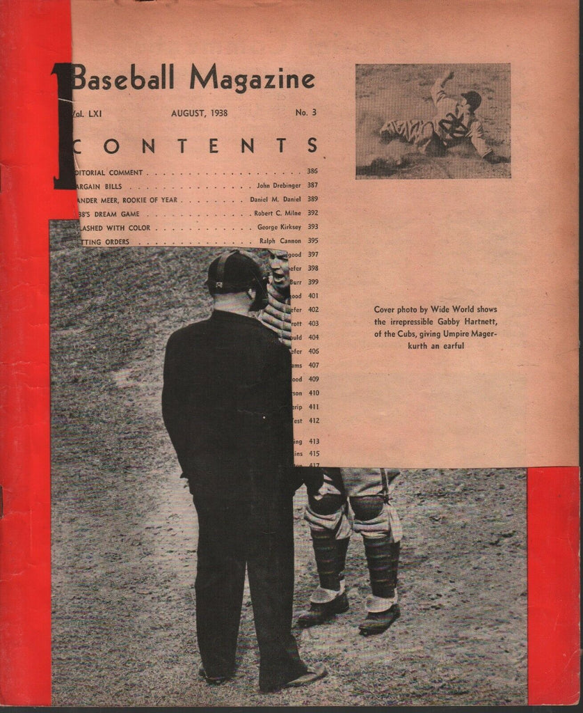 Baseball Magazine August 1938 Gabby Hardnett Chicago Cubs 012220AME2