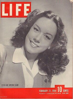 Life Magazine February 21 1944 Birthday Teen-age Opera Star VG 050316DBE