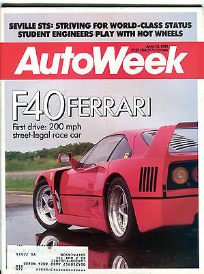AutoWeek Magazine June 13, 1988 F40 Ferrari Street-Legal EX 010816jhe