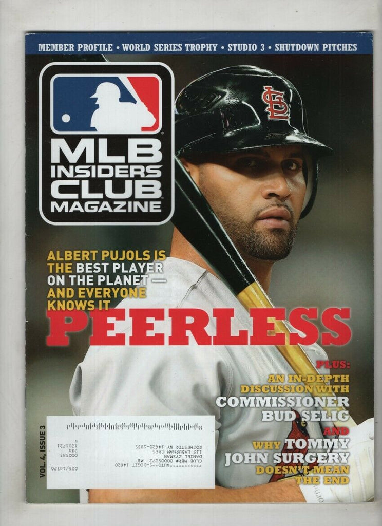 MLB Insider's Club Magazine Albert Pujols Tommy John Vol.4 No.3 2011 021721nonr