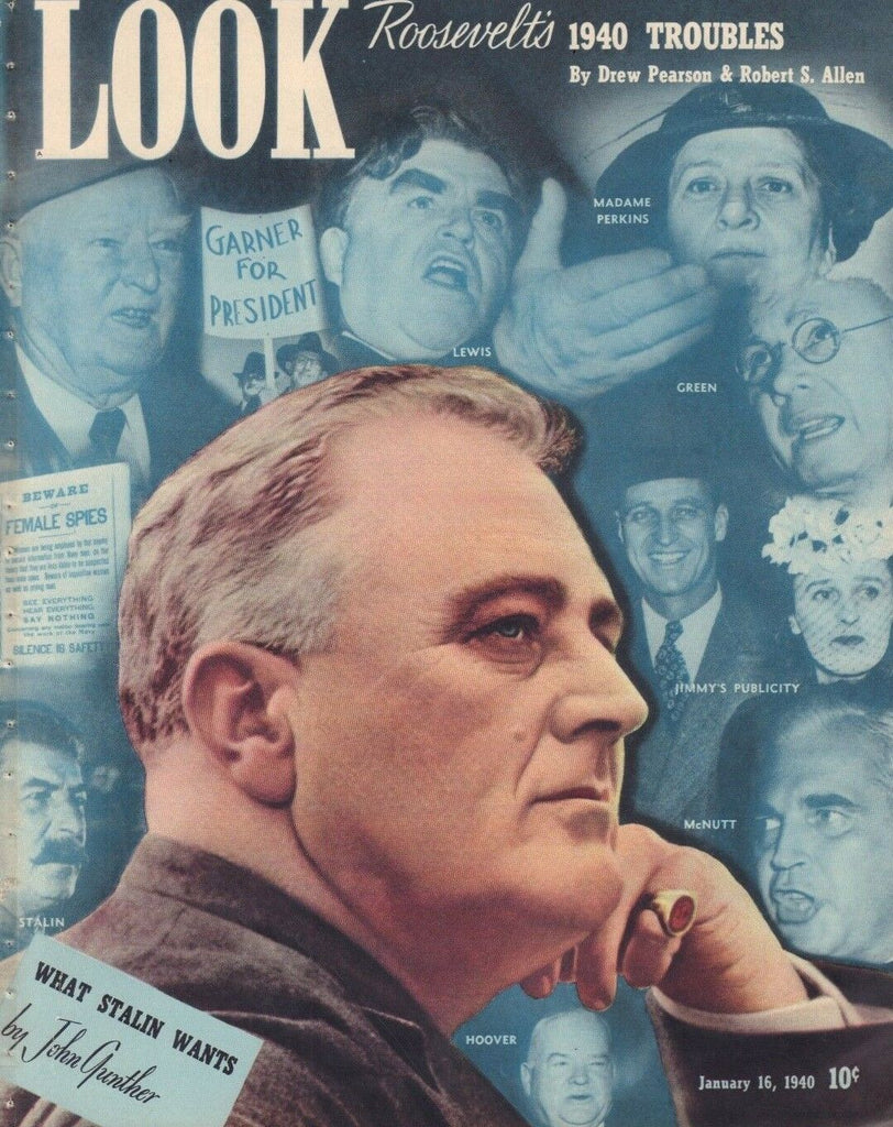 Look January 16 1940 Franklin D Roosevelt Joseph Stalin Drew Pearson 010219DBE