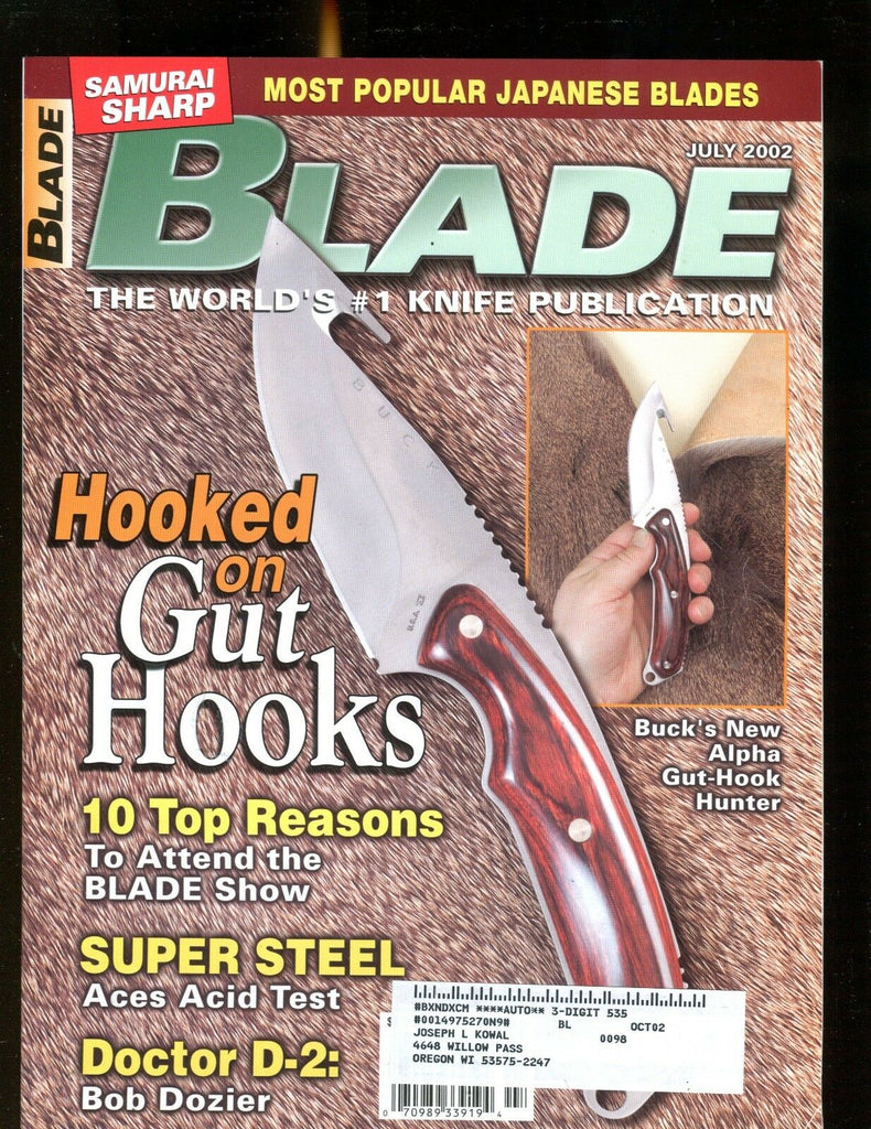 Blade Magazine July 2002 Gut Hooks EX w/ML 012417jhe
