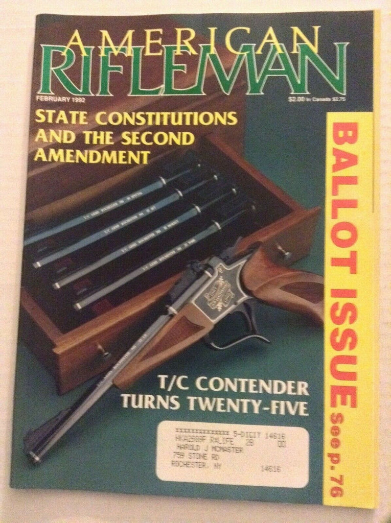 American Rifleman Magazine T/C Contender Turns 25 February 1992 082819nonrh