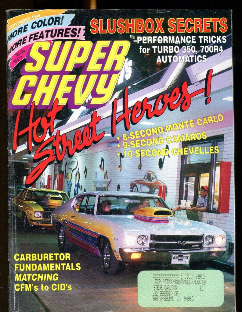 Super Chevy Magazine September 1989 Monte Carlo Camaro EX w/ML 031417nonjhe