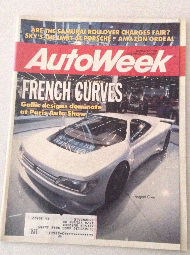 Autoweek Magazine Peugeot Oxia October 17, 1988 011717RH