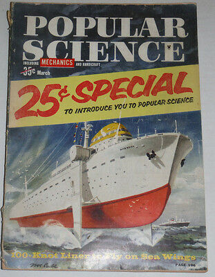 Popular Science Magazine 100 Knot Liner To Fly On Sea Wings March 1959 120514R