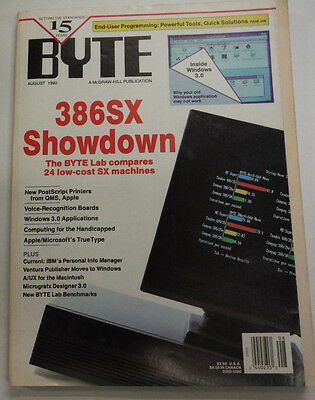 Byte Magazine 386SX Showdown & End-User Programming August 1990 111314R