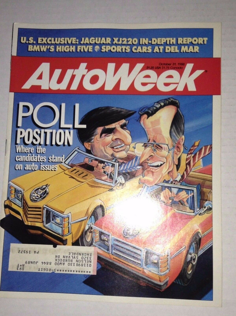 Autoweek Magazine Jaguar XJ220 In Depth Del Mar October 31, 1988 011717RH