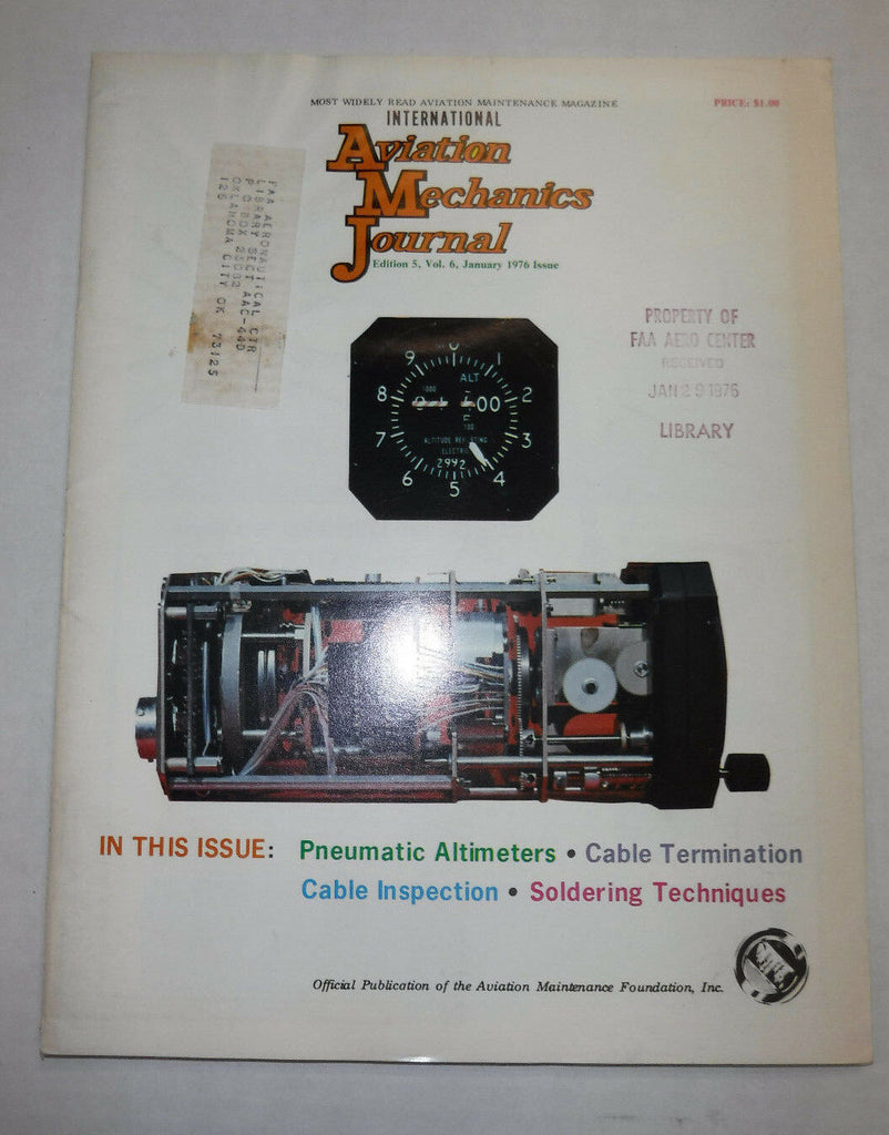 Aviation Mechanics Journal Magazine Pneumatic Altimeter January 1976 FAA 110216R