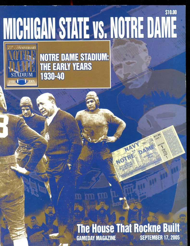 Michigan State vs. Notre Dame Gameday Magazine September 17 2005 EX 010217jhe