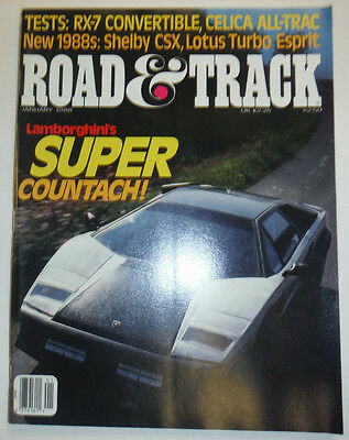 Road & Track Magazine Lamborghini Super Countach January 1988 NO ML 012115R