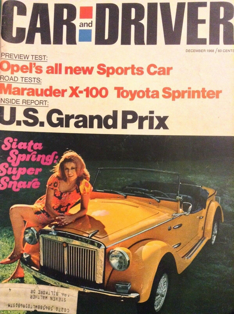 Car And Driver Magazine US Grand Prix Marauder X-100 December 1968 042518nonrh