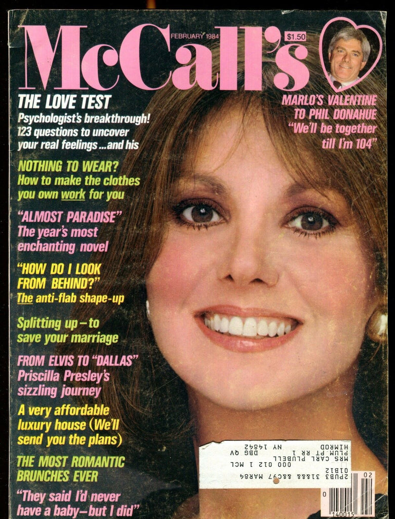 McCall's Magazine February 1984 Marlo Thomas EX No ML 020817jhe