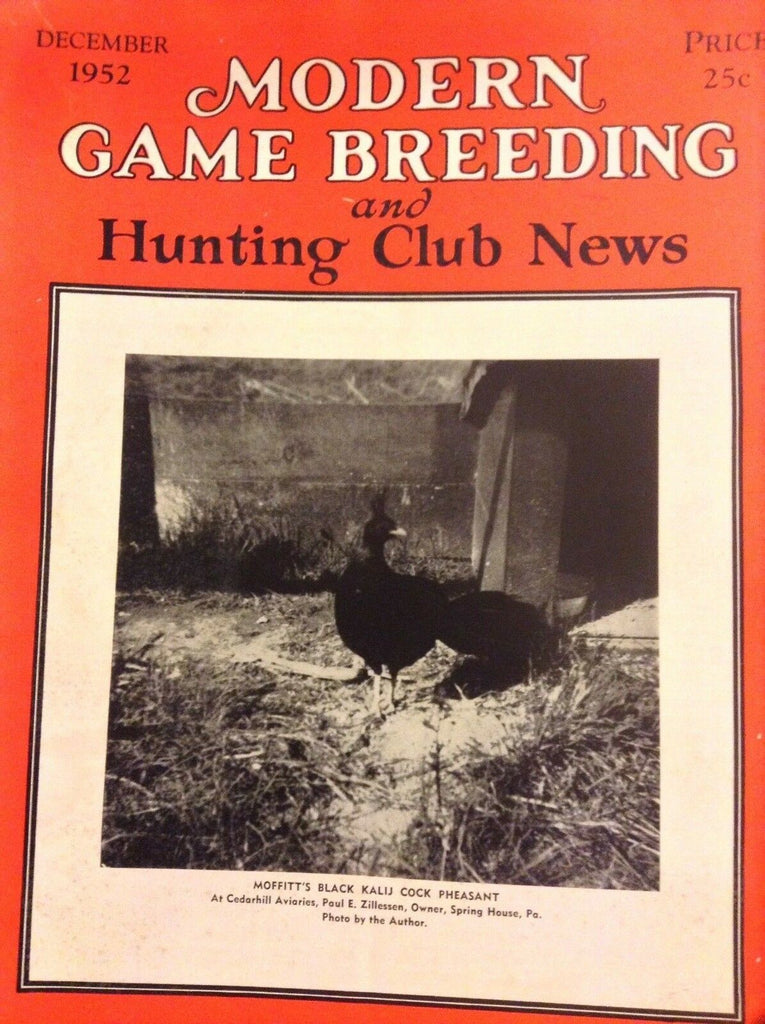 Modern Game Breeding Magazine Moffitt's Black Kalij December 1952 010418nonrh