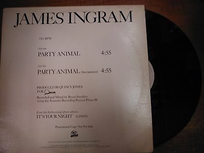 33 RPM Vinyl James Ingram Party Animal Qwest Rec PRO2073 PROMO 042415SM