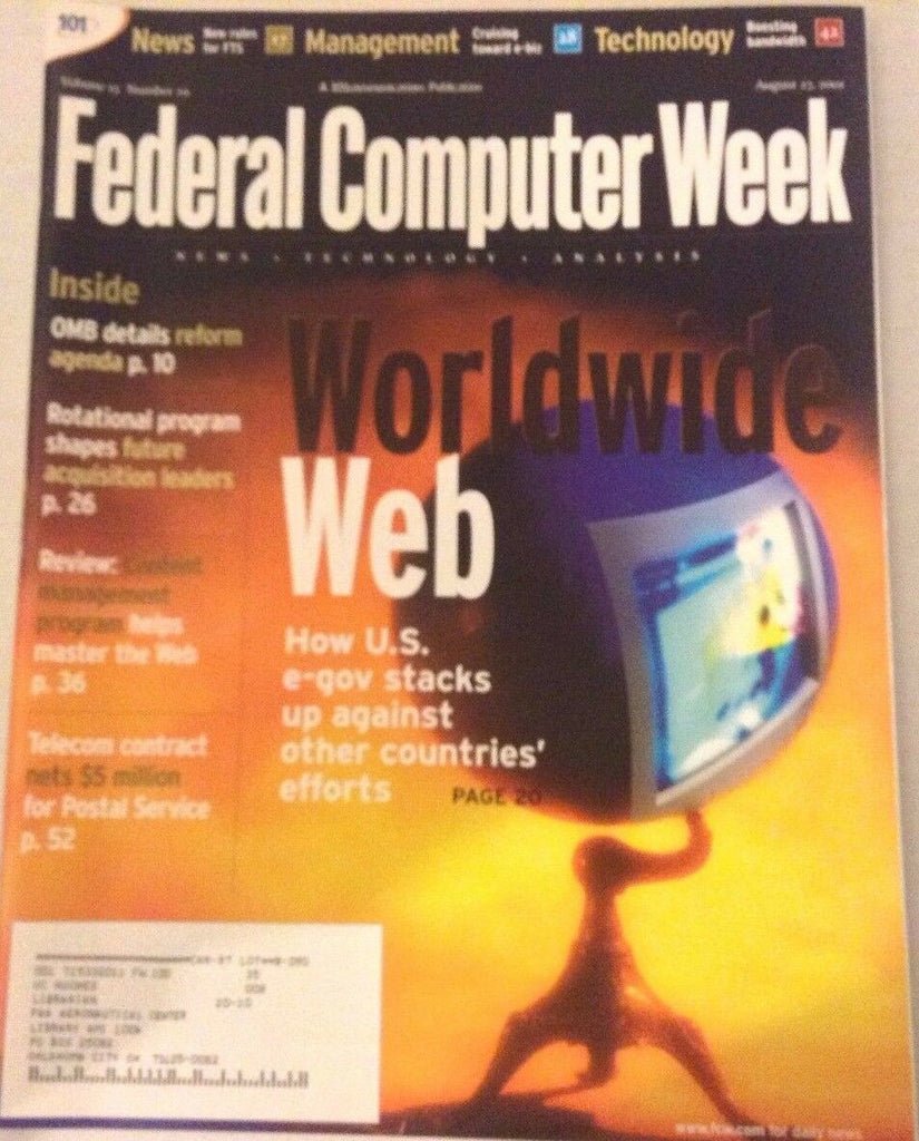 Federal Computer Weekly Magazine Worldwide Web August 27, 2001 080117nonrh